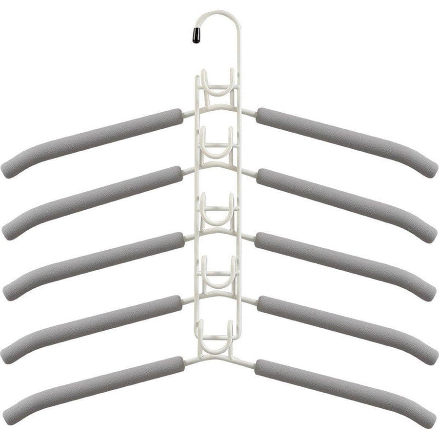 Space Saving Multi Layer Folding Hanger Hook Closet Organiser Clothes Rack - White