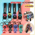 Spaceman Silicone Keychain Bag Charm with Wrist Strap - Pink and Red - view 2