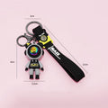Spaceman Silicone Keychain Bag Charm with Wrist Strap - Pink and Red - view 4