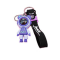 Spaceman Silicone Keychain Bag Charm with Wrist Strap - Purple