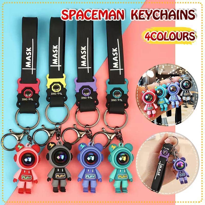 Spaceman Silicone Keychain Bag Charm with Wrist Strap - Purple - view 2