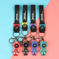 Spaceman Silicone Keychain Bag Charm with Wrist Strap - Purple - view 3