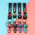Spaceman Silicone Keychain Bag Charm with Wrist Strap - Teal Blue - view 3