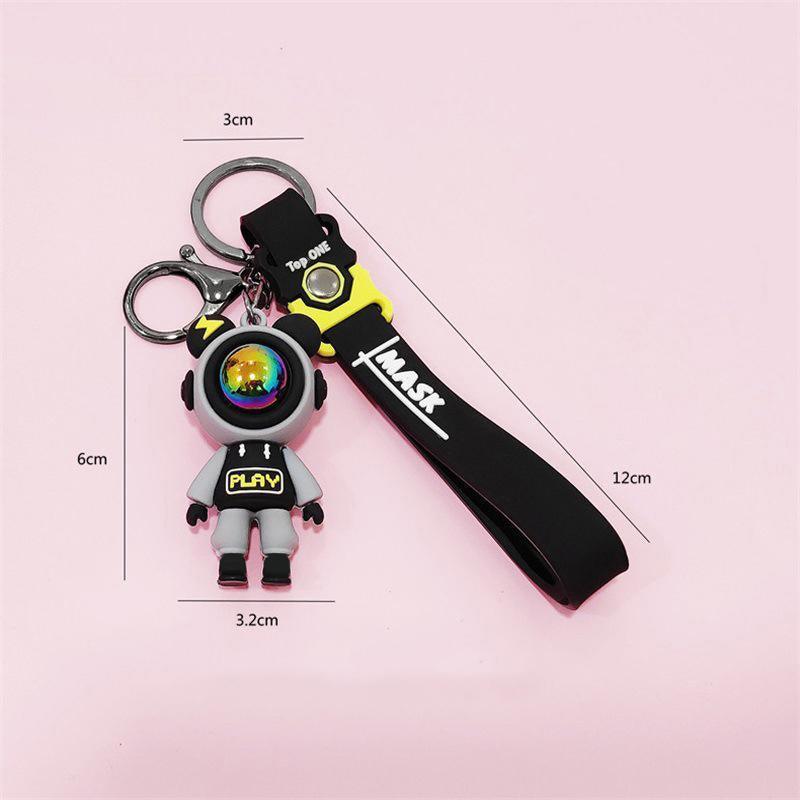 Spaceman Silicone Keychain Bag Charm with Wrist Strap - Teal Blue - view 4