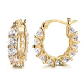 Sparkling Hoop Earrings with Moissanite Stones - Gold