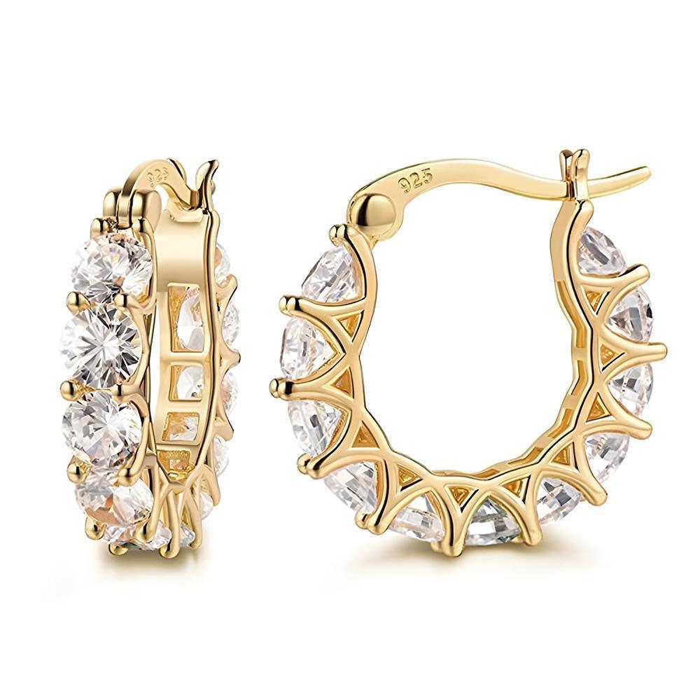 Sparkling Hoop Earrings with Moissanite Stones - Gold