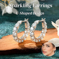 Sparkling Hoop Earrings with Moissanite Stones - Gold - view 2