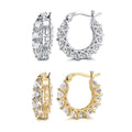 Sparkling Hoop Earrings with Moissanite Stones - Gold - view 3
