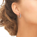 Sparkling Hoop Earrings with Moissanite Stones - Gold - view 5