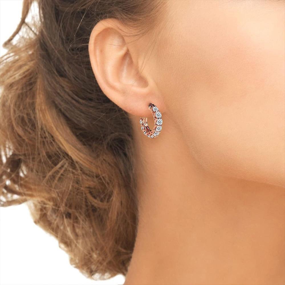 Sparkling Hoop Earrings with Moissanite Stones - Gold - view 5