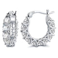 Sparkling Hoop Earrings with Moissanite Stones - Silver