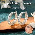 Sparkling Hoop Earrings with Moissanite Stones - Silver - view 2
