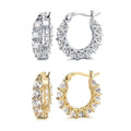 Sparkling Hoop Earrings with Moissanite Stones - Silver - view 3