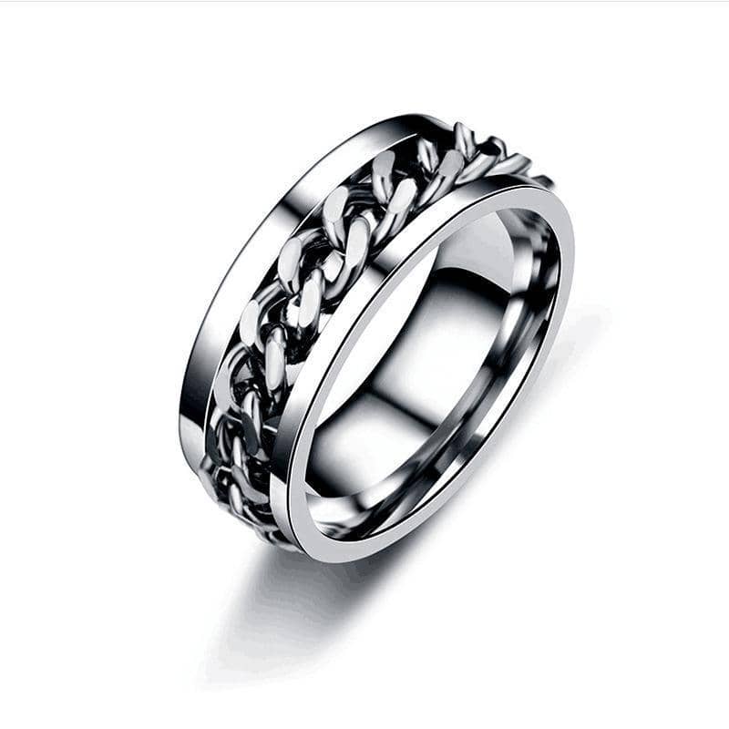 Spinner Ring, Stainless Steel, Size 6 - Silver