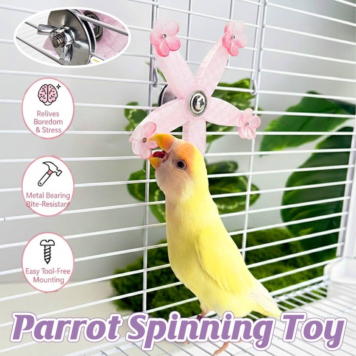 Spinning Windmill Bird Cage Toy - 360 Degree Rotation for Parakeets and Cockatiels