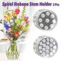 Spiral Ikebana Flower Stem Holder Set for Vases, Clear Plastic, Set of 2