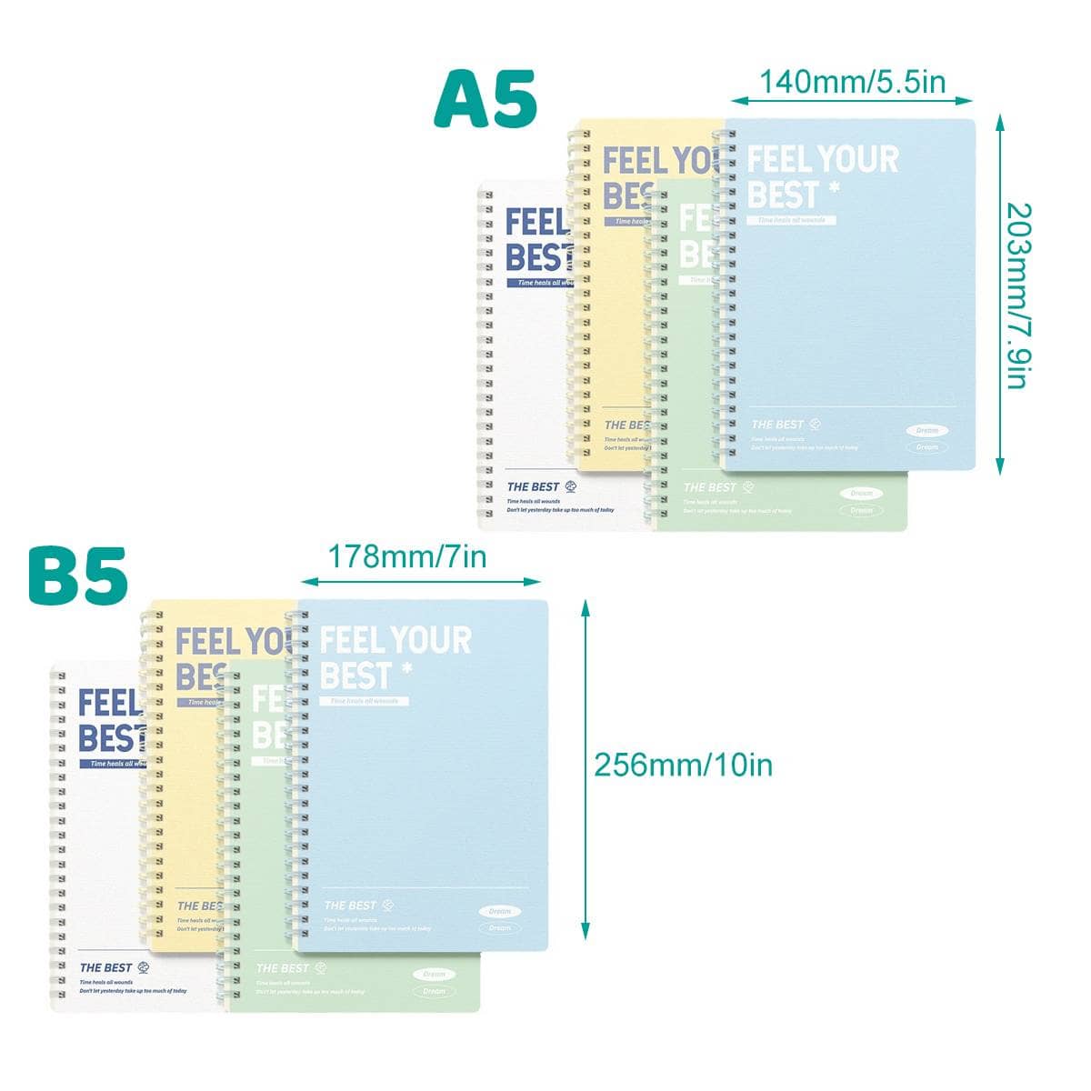 Spiral Lined Notebooks 6 Colour Pack with Thickened Cream Pages - A5 - view 4