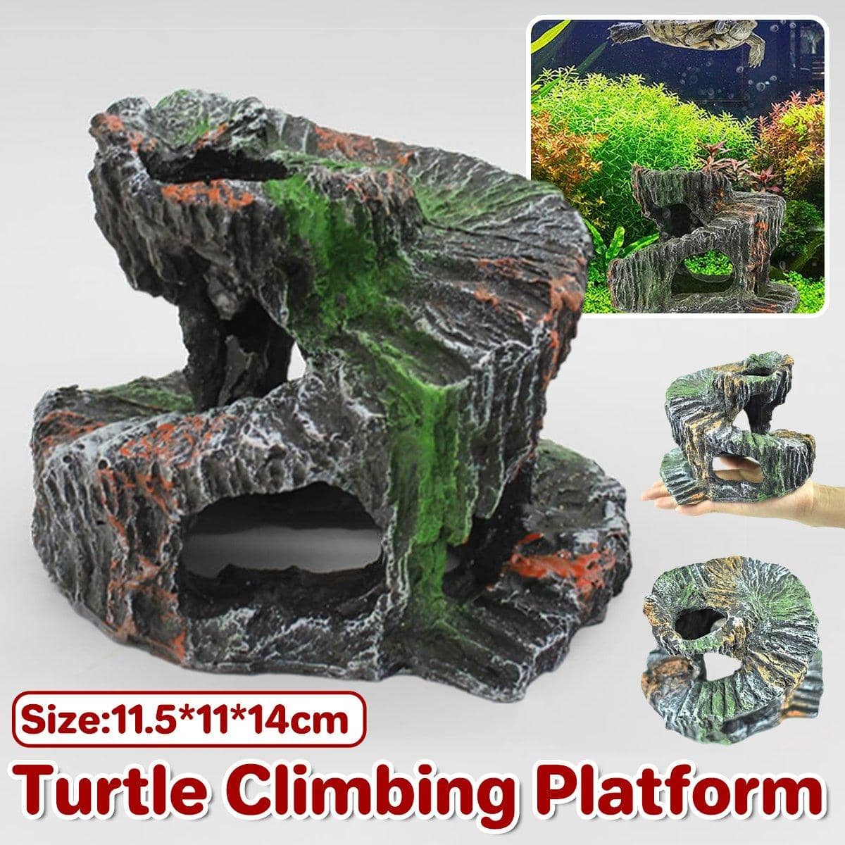 Spiral Turtle Platform Resin Reptile Climbing Ornament Aquarium Decoration