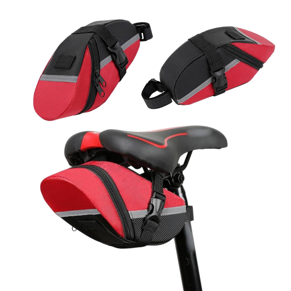 Splash Proof Bike Saddle Bag, Large Capacity Under Seat Pouch for Road and Mountain Bikes - view 4