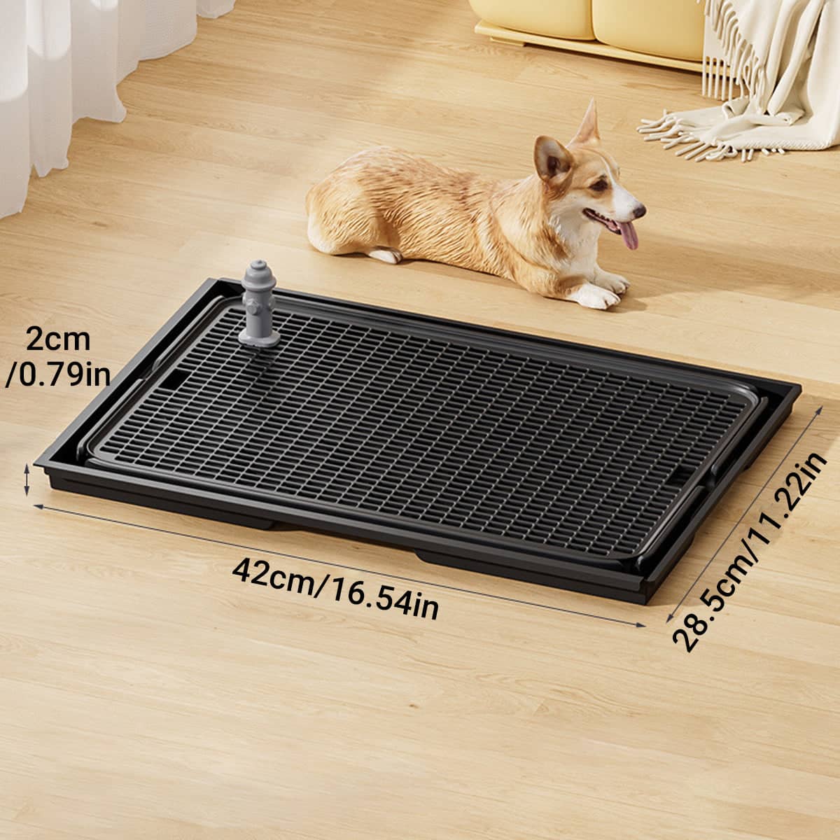 Spliceable Dog Toilet Tray with Urinary Guide Column, 42 cm Pet Potty Grid - Black - view 4