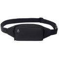 Sports Bum Bag with Headphone Hole and Double Zip Pocket - Black