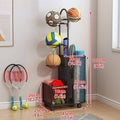 Sports Equipment Storage Rack with Mesh Baskets, Black, 45 x 25 x 102 cm - view 3