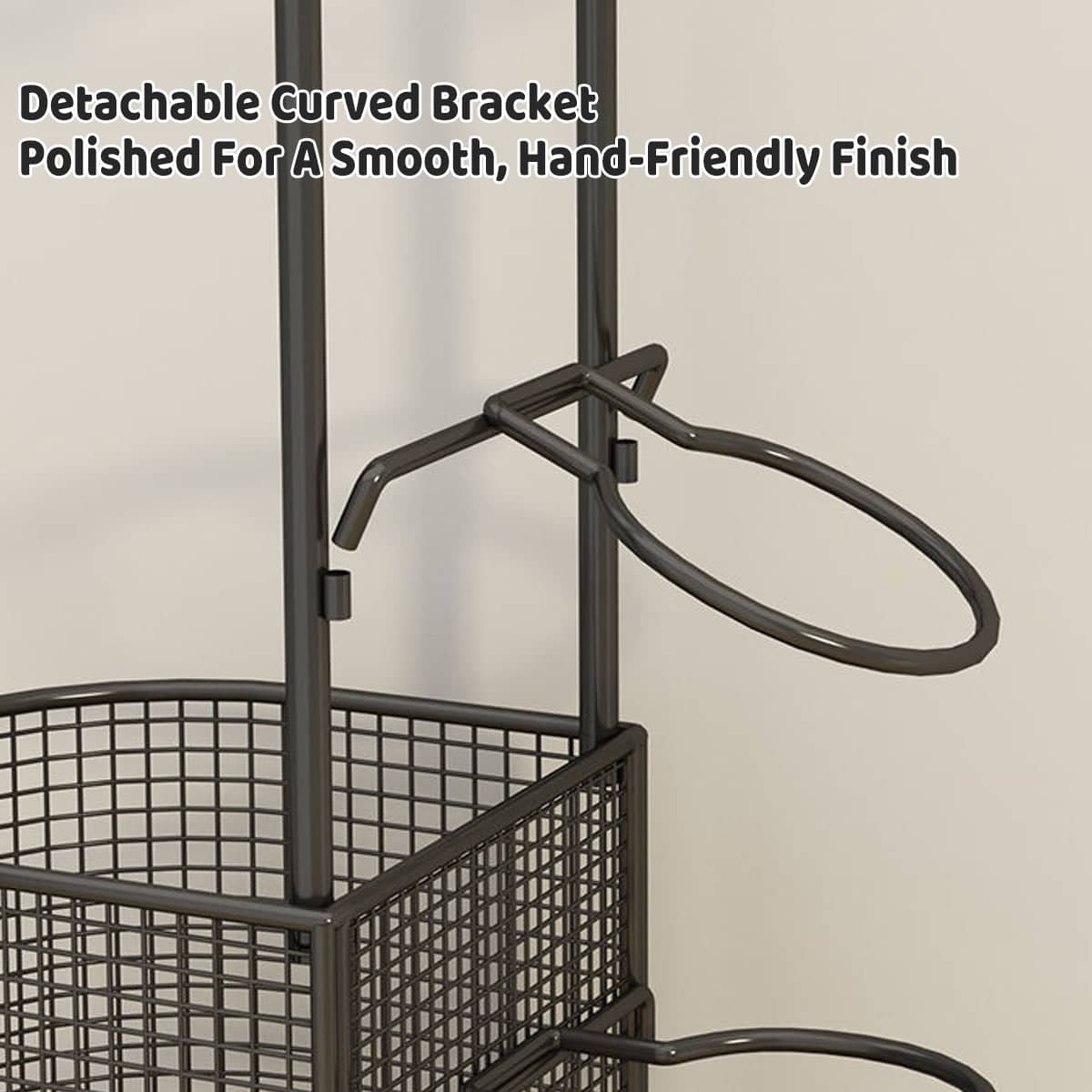 Sports Equipment Storage Rack with Mesh Baskets, Black, 45 x 25 x 102 cm - view 5