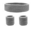 Sports Sweatband Set with Headband and Wristbands - Grey