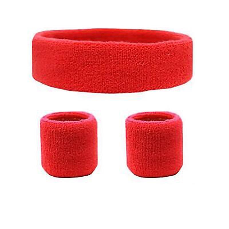Sports Sweatband Set with Headband and Wristbands - Red