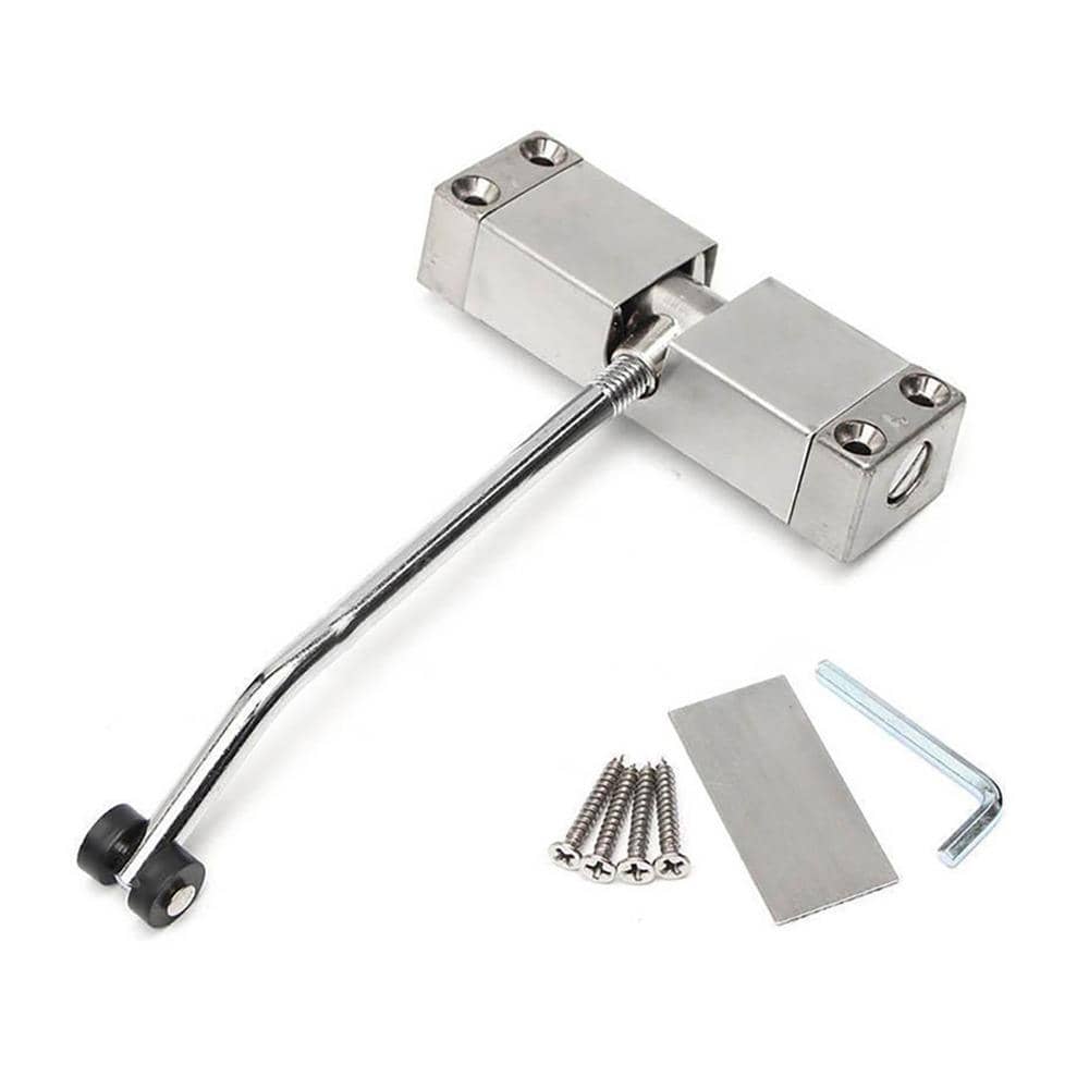 Spring Door Closer with Buffer, Aluminium Alloy - Silver - view 2