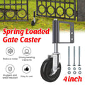 Spring Loaded Gate Caster Swivel Wheel with Brake, 4 Inch (10.2 cm) Black Metal