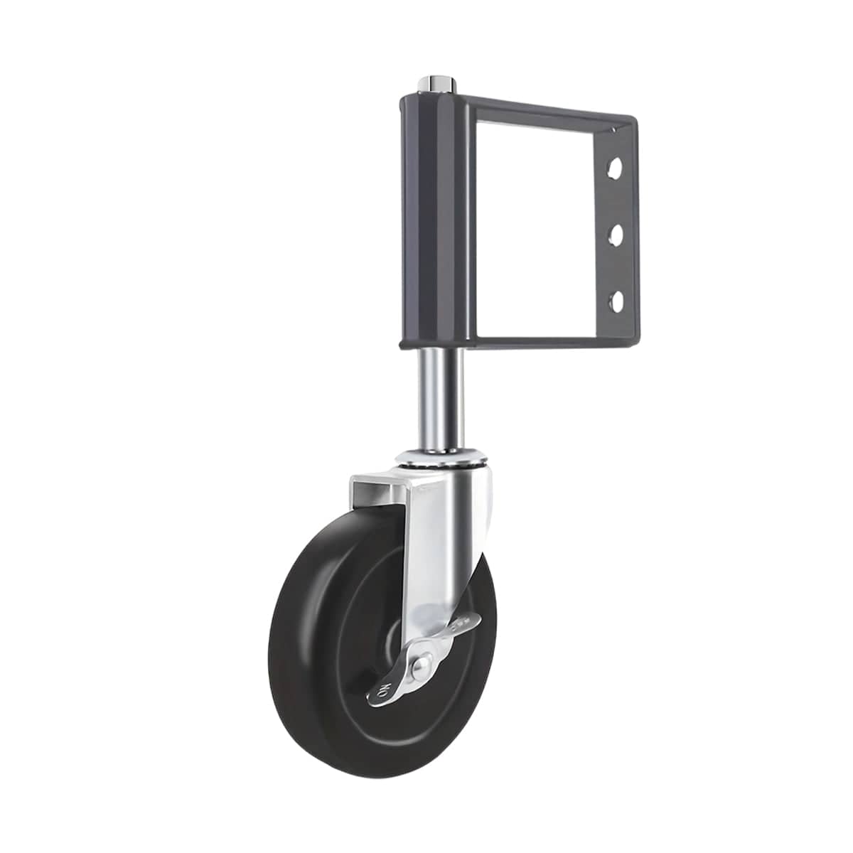 Spring Loaded Gate Caster Swivel Wheel with Brake, 4 Inch (10.2 cm) Black Metal - view 2