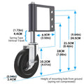 Spring Loaded Gate Caster Swivel Wheel with Brake, 4 Inch (10.2 cm) Black Metal - view 3