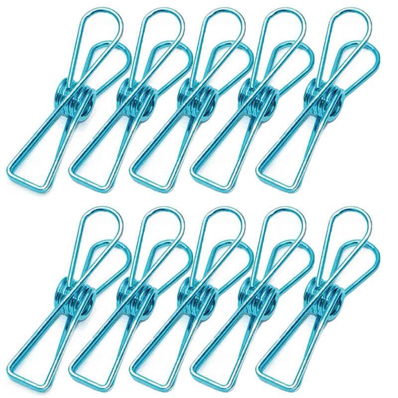 Spring Paperclips Metal Wire Pack of 10 - Large (55mm), Blue
