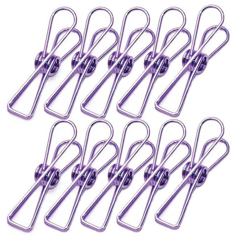 Spring Paperclips Metal Wire Pack of 10 - Large (55mm), Purple
