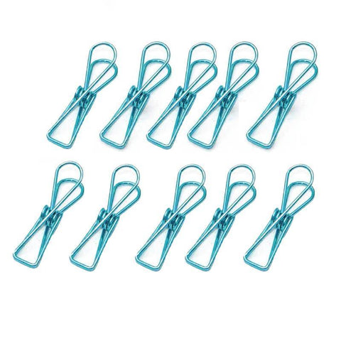 Spring Paperclips Metal Wire Pack of 10 - Small (33mm), Blue