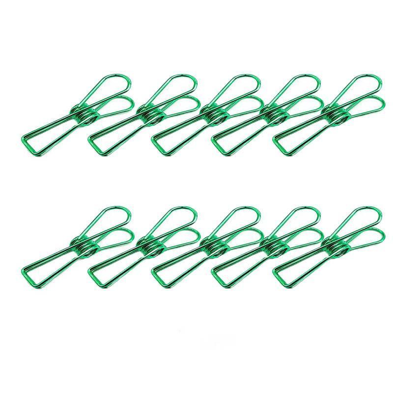 Spring Paperclips Metal Wire Pack of 10 - Small (33mm), Green