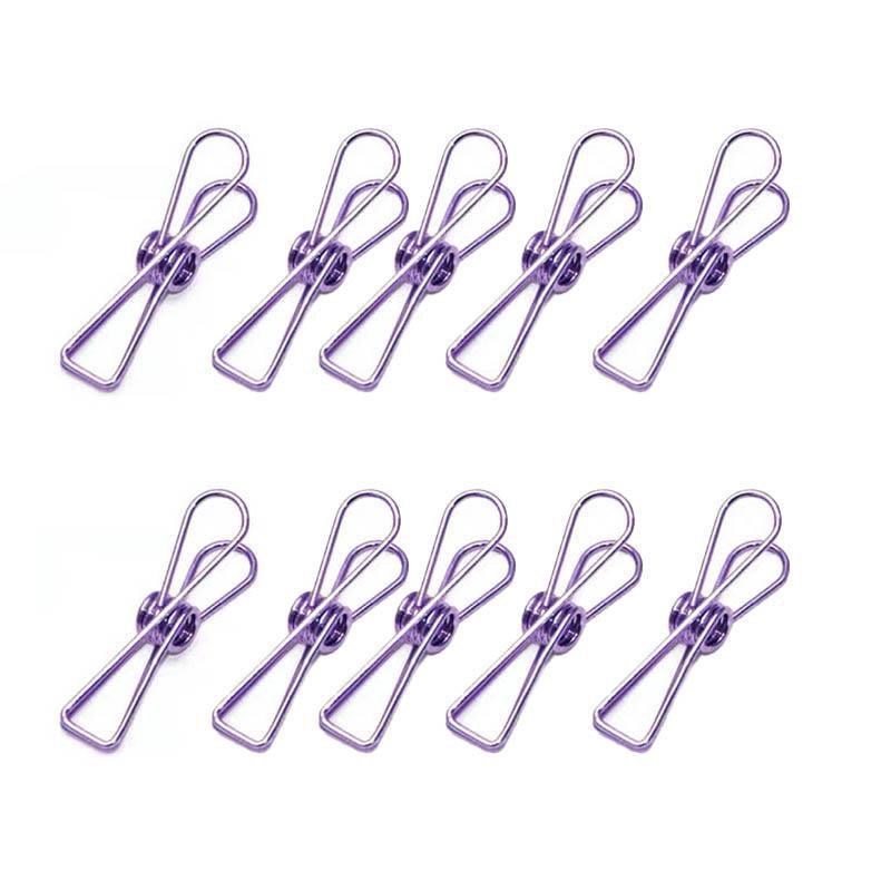 Spring Paperclips Metal Wire Pack of 10 - Small (33mm), Purple
