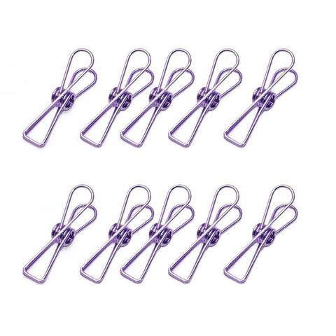Spring Paperclips Metal Wire Pack of 10 - Small (33mm), Purple
