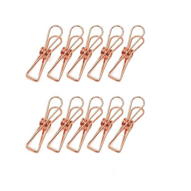 Spring Paperclips Metal Wire Pack of 10 - Small (33mm), Rose Gold