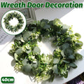 Spring Wreath Door Decoration Artificial Eucalyptus Hanging Ornament 40 cm, Green