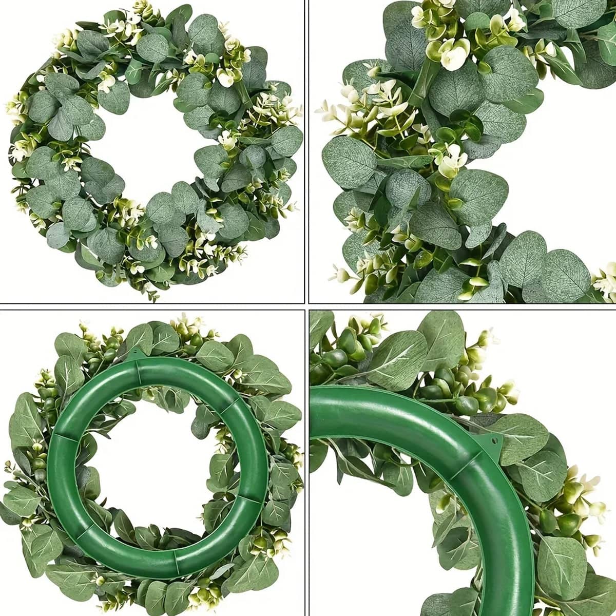 Spring Wreath Door Decoration Artificial Eucalyptus Hanging Ornament 40 cm, Green - view 4