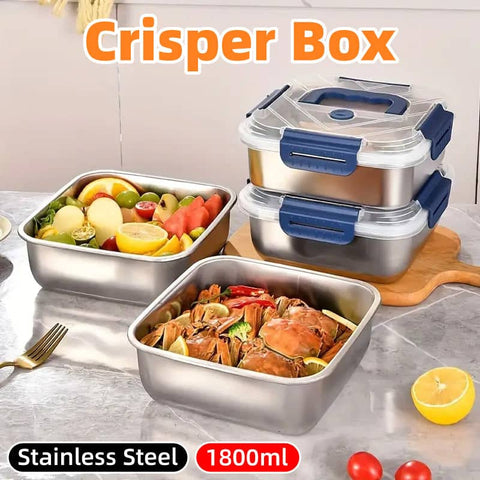 Square 1800 ml Stainless Steel Lunch Box with Spill-Proof Seal