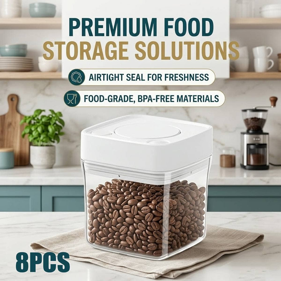 Square Airtight Food Storage Containers 500ml, Set of 8