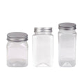 Square Clear Plastic Storage Jars with Aluminium Lids, Pack of 20 - 420 ml - view 3