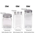 Square Clear Plastic Storage Jars with Aluminium Lids, Pack of 20 - 420 ml - view 4