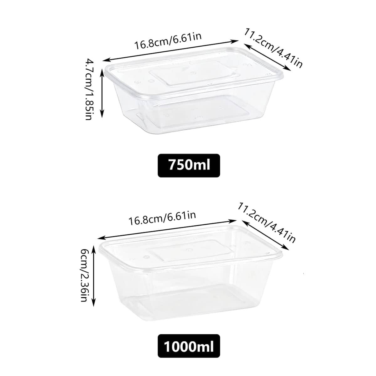 Square Disposable Takeaway Container - 750ml, 50 Pack - view 4