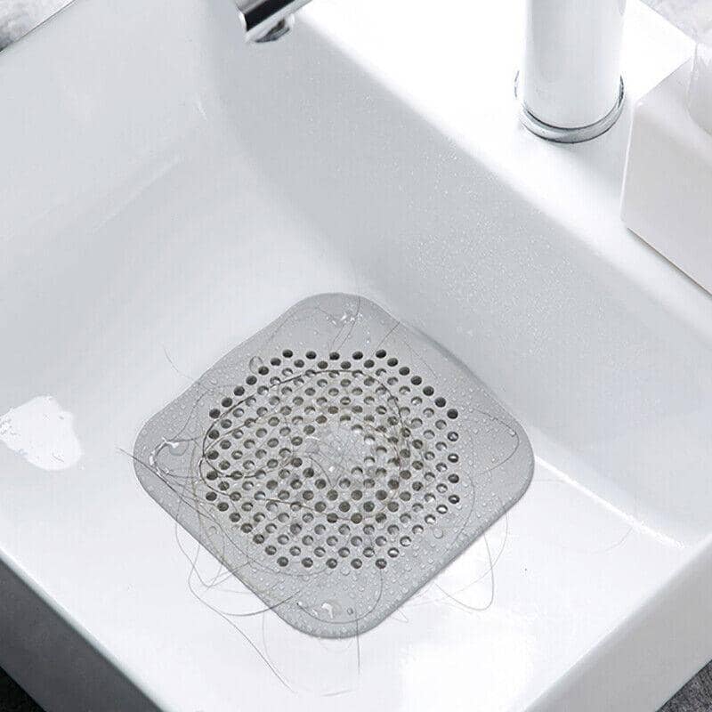 Square Drain Cover Hair Catcher - Grey, 2 Pack (14.5 x 14.5 cm) - view 4
