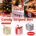 Square Favour Boxes with Ribbon, Pack of 100 - Gold and White Stripe - view 2
