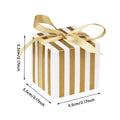 Square Favour Boxes with Ribbon, Pack of 100 - Gold and White Stripe - view 4